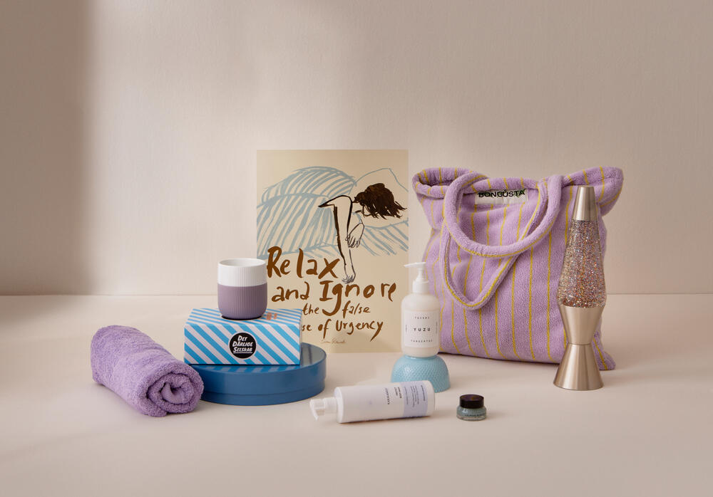 Naram håndklæde - Lilac & Neon Yellow